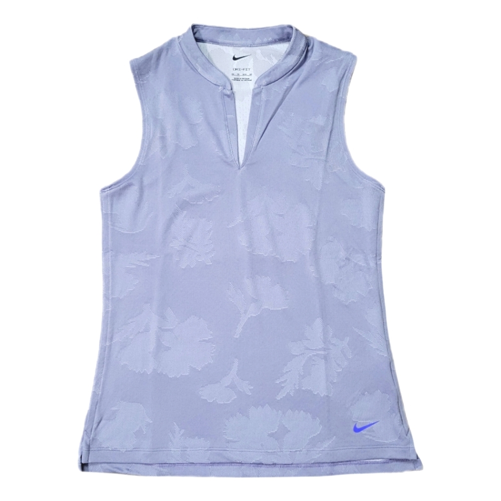 New Nike Dri-fit Victory Purple Floral Sleeveless Polo Golf Shirt Size XS